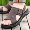 Fashion Business Summer Sandals Classic and Comfortable Gentleman Style Office Work Outdoor Quality Walking Shoes Gray and Brown