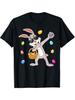 Dabbing Easter Bunny With Sunglasses Holding Basket Graphic T-Shirt Casual Round Neck Tee for Boys Girls