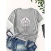 Breathable Women's Mandala T-Shirt Crew Neck Micro Fit White with Intricate Black for Lotus Design Harajuku Short Sleeve