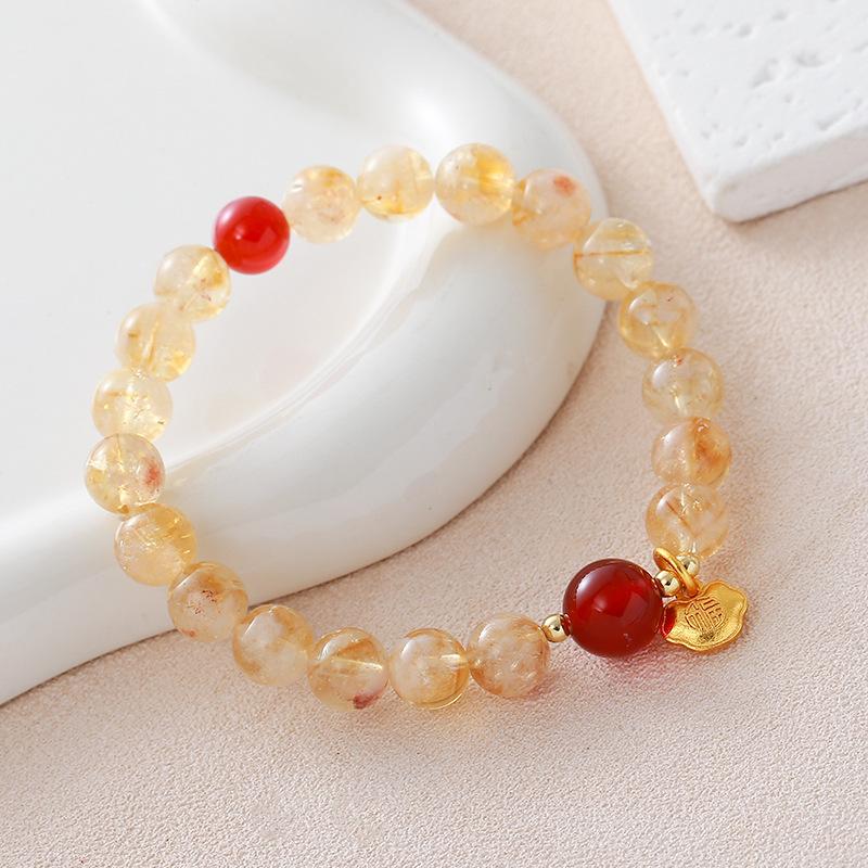 Natural Citrine Bracelet, Agate Crystal Bracelet. Fashion Women Daily Jewelry Lucky Gift