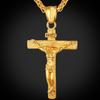 Collana da uomo con croce di Gesù pendente con ciondolo Gesù in acciaio inossidabile antiruggine
