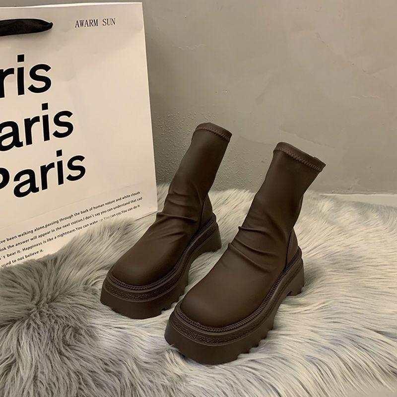 Temperament foreign style simple small man thick heel thin boots children wasteland wind short boots women's autumn 2025 new