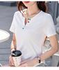 Korean Style Slim Fit Women's V-neck Short Sleeve T-shirt - Solid Color Fashion Top