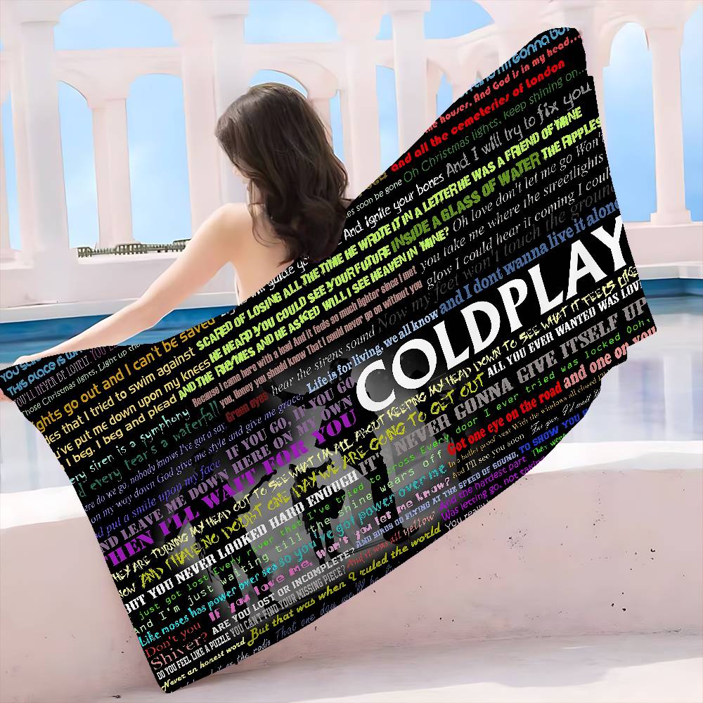 Klassische Pop-Rock-Band C-Coldplay Mikrofaser Bedrucktes Strandtuch Bergsteigen Yoga Strand Schwimmen Laufen Saugfähiges Handtuch