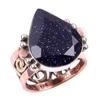 Natural Blue Sunstone Gemstone 925 Sterling Silver TwoTone Gift Ring S.6 A2a65