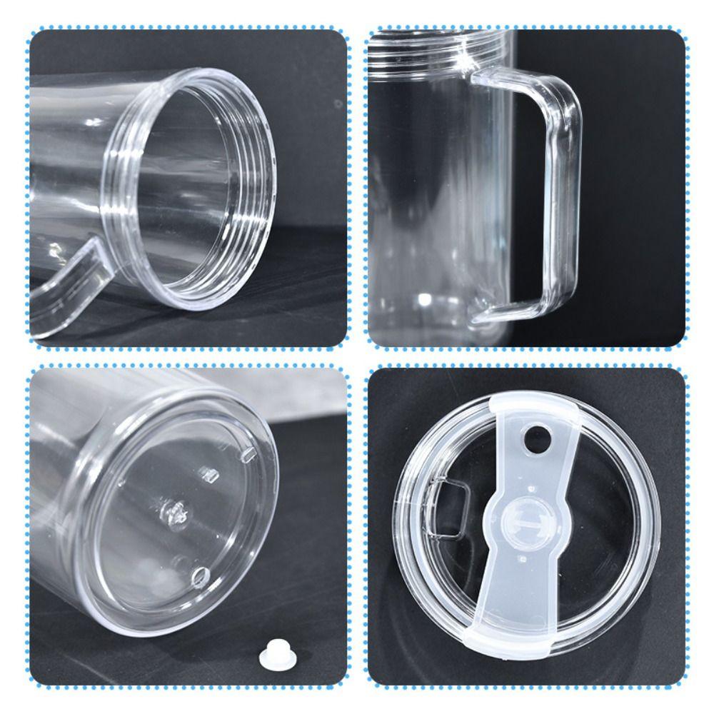 40 oz Capacity Snowglobe Tumbler with Handle Pre-Drilled Holes Plastic Clear Cups DIY Transparent Glitter Snow Globe Drinkware