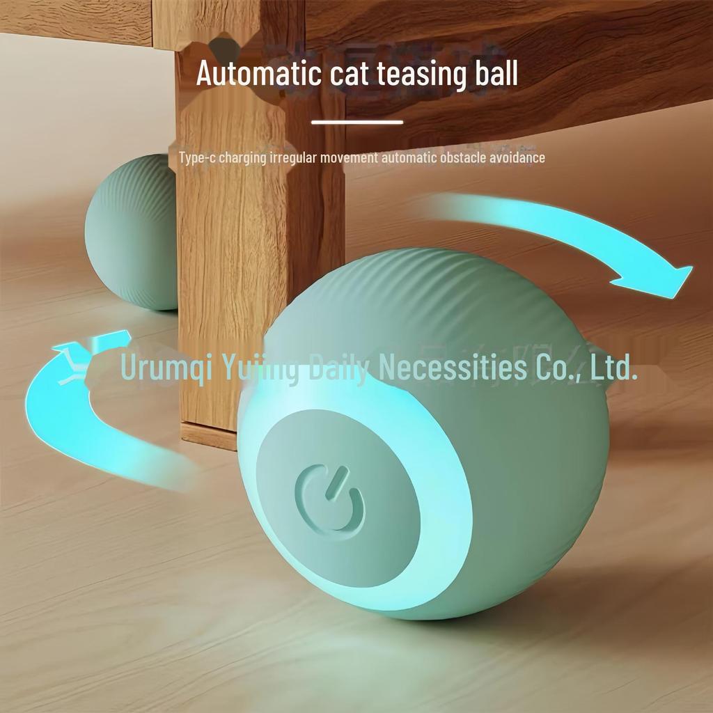 "Automatic Cat Entertainment Ball with Rope - Self-Play Toy To Relieve Boredom"