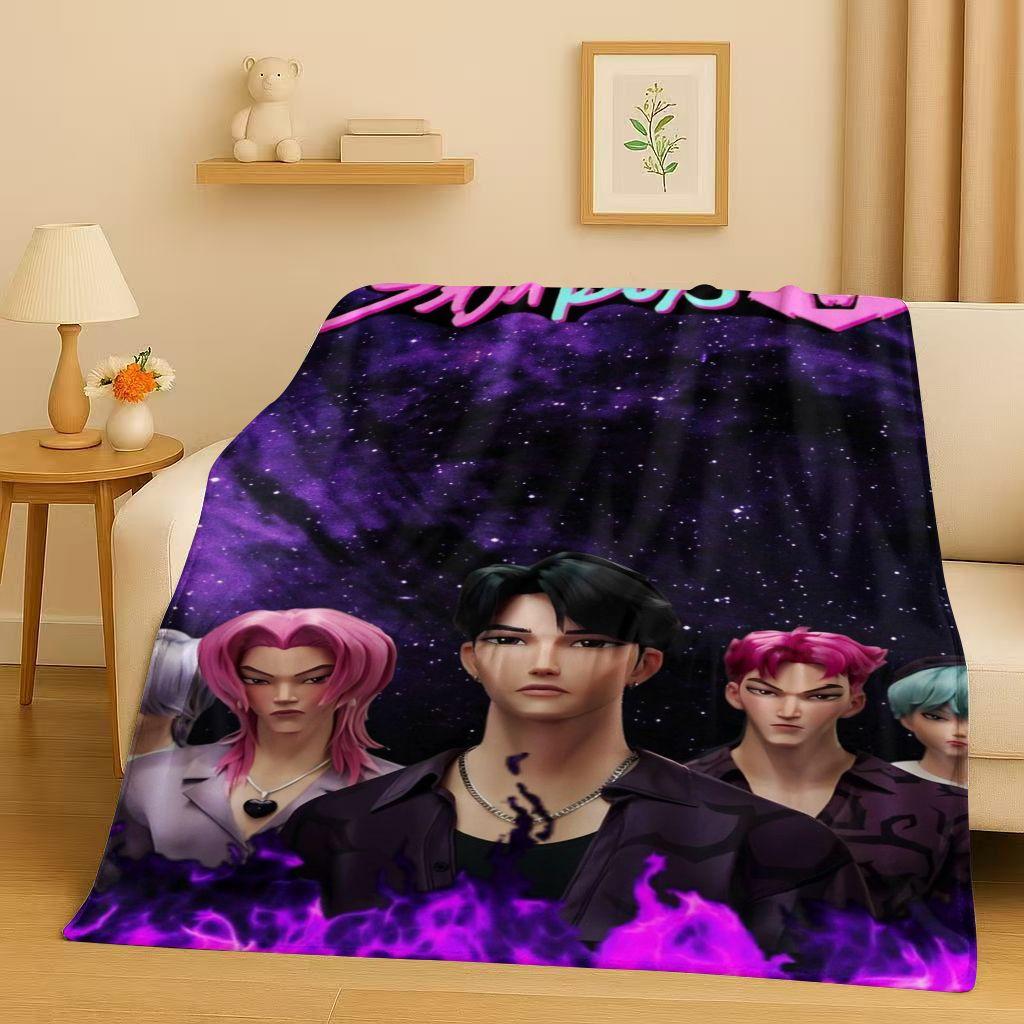 2026 Neue Cartoon Kpop Dämonenjäger Zoey Rumi Mira Musik Flanelldecke, Ultraweiche Plüschdecke für Zuhause Schlafzimmer Bett Sofa Abdeckung