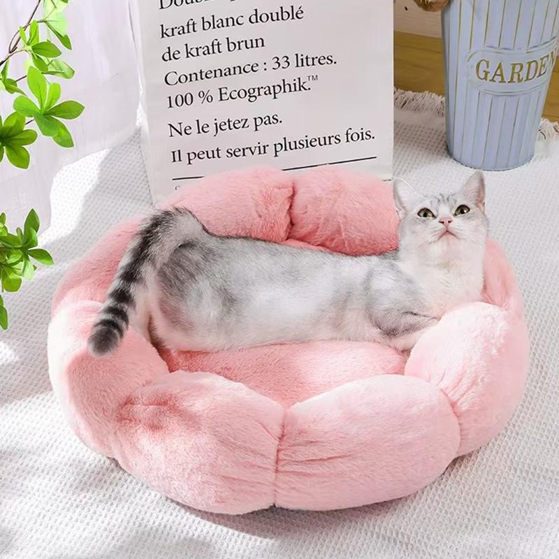 Soft Plush Pet Cat Nest Flower Cat Nest Cat Winter Warm Plush Cat Nest Four Seasons Dog Nest Cat Bed Cat Dog Mat Pet Supplies
