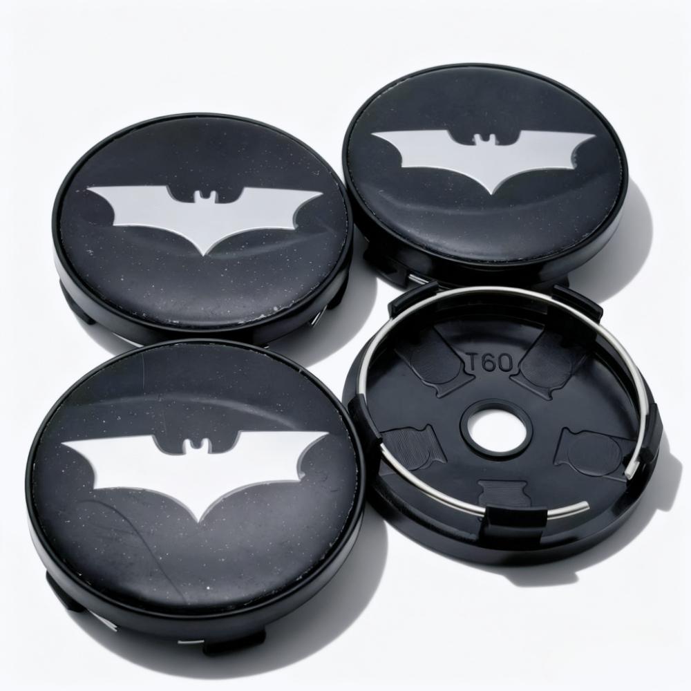 

4pcs BAT Logo Emblem Badge Car Wheel Center Caps O.D 60MM I.D 56MM Wheels Hub Cap Rim Hubcaps Dust Cover Replace Car Accessories BAT Badge&4pcs T60 Wheel Caps