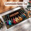 Music Guitar Theme Soft Crystal Velvet Rug Custom Name & Text Print Non Slip Floor Rug for Bedroom Living Room