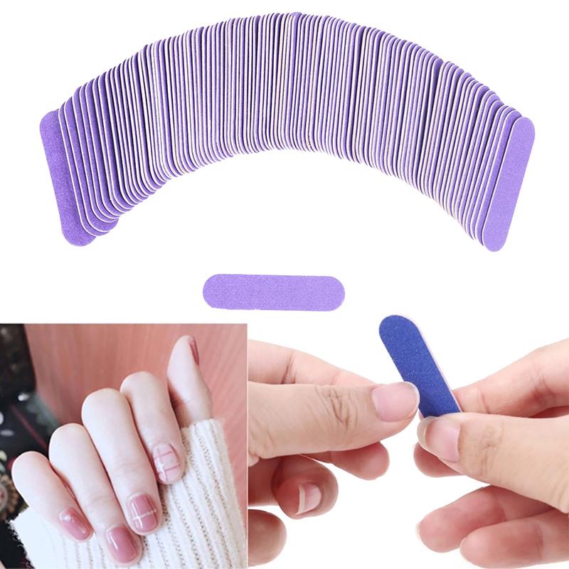 100Pcs/Lot 6Cm Mini Nail Files Art Tools Artificial Sander Paper Buffers Disposable Cuticle Remover Buffers Slim Crescent Grit