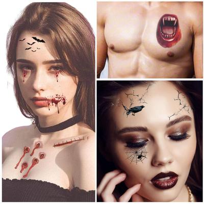 Autocolante pentru tatuaj cicatrice impermeabile pentru copii de Halloween - Decalcomanii distractive și realiste