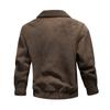Integrated Fur Suede Plus Velvet Leather Jacket for Autumn and Winter Men's Retro Lapel Motorcycle Jacket Woolen American Jacket