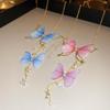Tulle Butterfly Necklace Pearl Charm Tassel Chain Necklace Vintage Party Jewelry Women Girl Gift