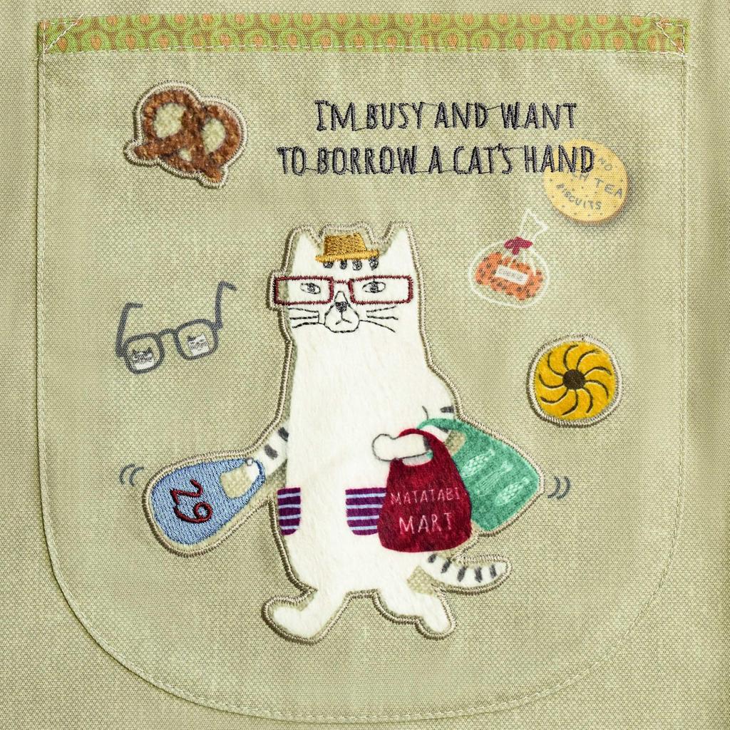 apron with buttons on both sides 258501 Beige [Kusuguru Japan] Cat-shaped M-L