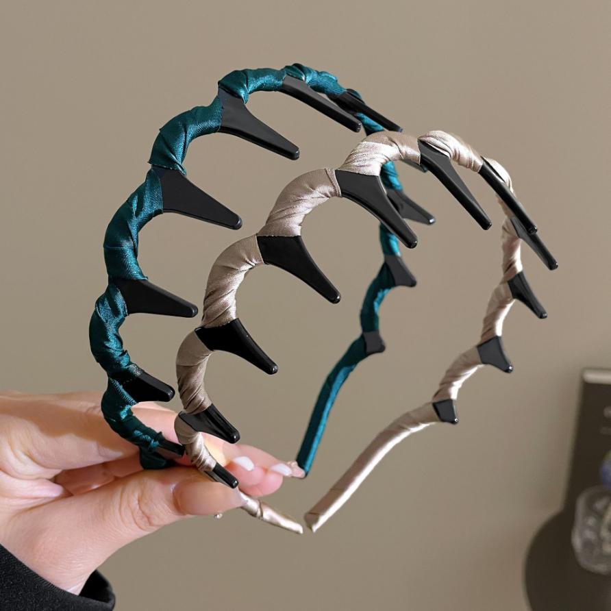 

3/2 шт. Модные волнообразные повязки на голову для женщин, однотонные зубчатые нескользящие повязки для волос, повязки для волос для мытья лица, спортивные повязки для волос, аксессуары для волос