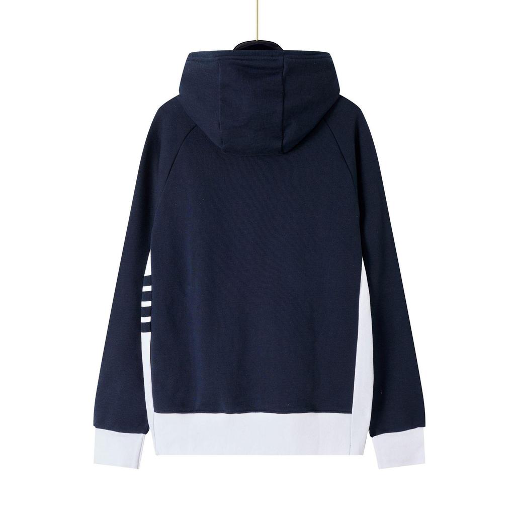 Unisex Zipper Hoodie - Autumn Collection with Four-Stripes, Color Block & Side Stripes Design