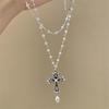 Sweet Edgy Layered Cross Pendant Necklace For Women Unique Personality Choker Collarbone Chain Gothic Jewelry