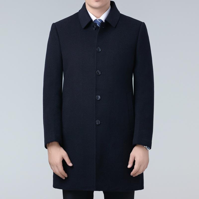 Double-sided cashmere coat for men, middle-aged dad, winter clothing, mid-length woolen woolen coat, men's down-lined windbreaker