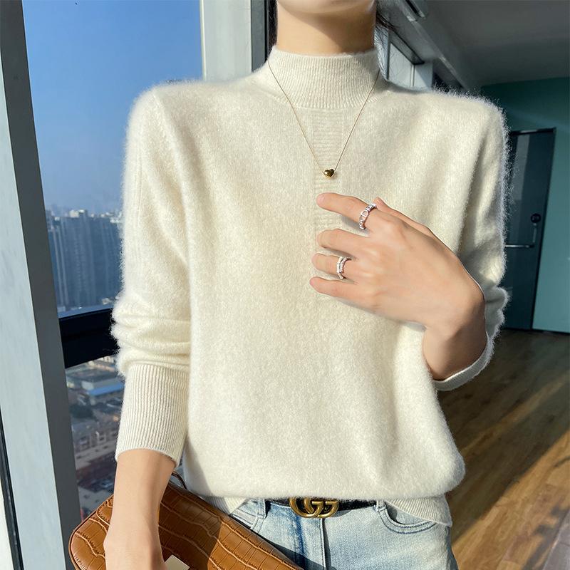 

Half-aged Cardigan for Women In Autumn and Winter New Skin-friendly and Warm Cashmere Knitted Base Shirt Fashionable and Versatile Pullover Sweater S