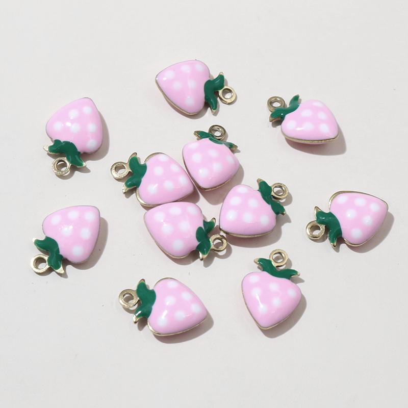 20pcsStainless Steel Enamel Strawberry Charms Pendant 11x8mm Fruit for Earrings Necklace Bracelet DIY Jewelry Accessories
