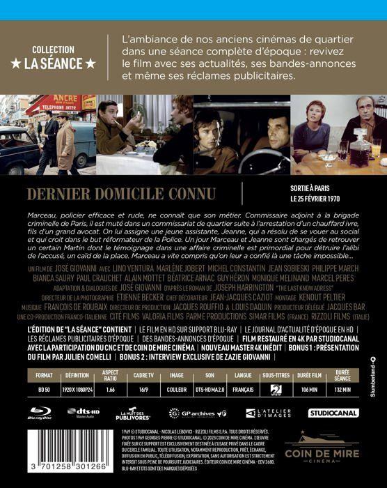 Blu-ray film coin de mire cinema dernier domicile connu édition sélection blu-ray