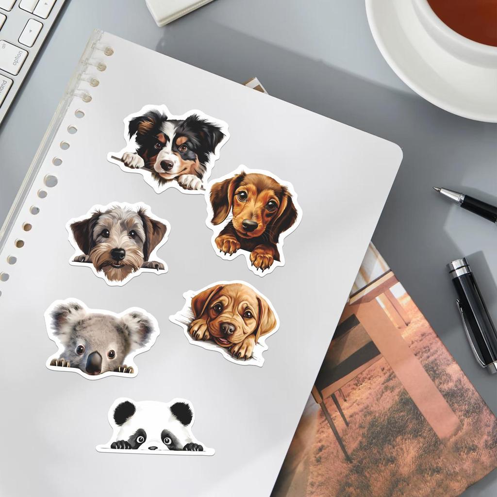 50PCS Cute Animal Cat Cartoon Stickers - Waterproof Decorative for DIY Notebooks & Luggage