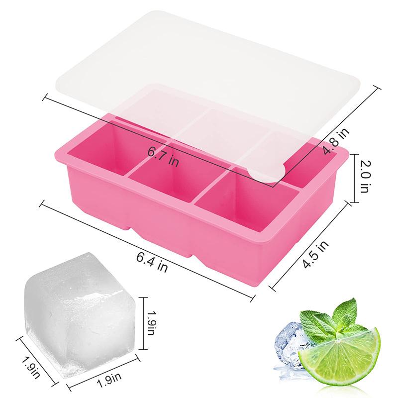 Ice Cube Tray with Lid Silicone Molds Square Large Ice Cube Mold for Whiskey Freezer Containers Cocktails Easy Release BPA Free