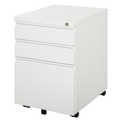 3 Drawer Filling Cabinet, Mobile Metal File Cabinet with Anti-tilt Design for Letter, A4, Legal Size, White