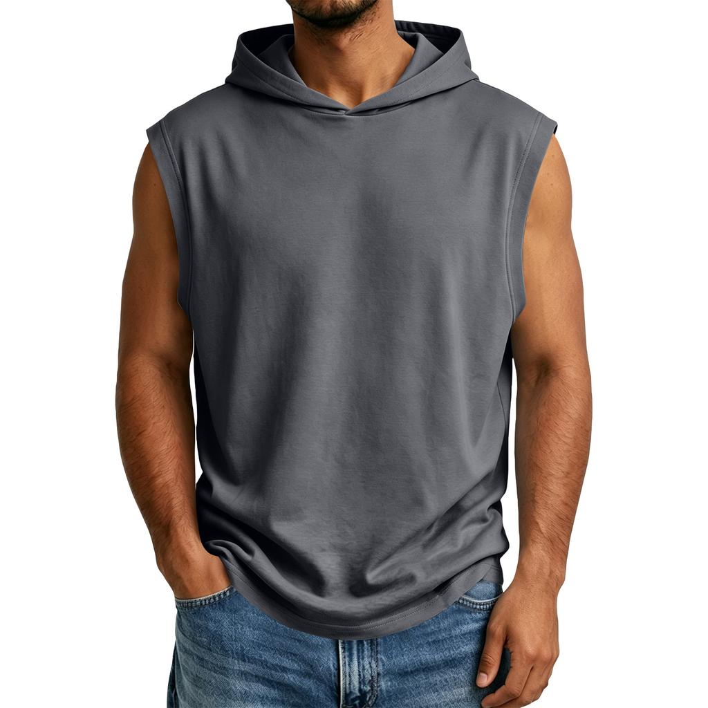 Men's Summer Sleeveless Hoodie Casual Hooded Tank Top For Gym Workout