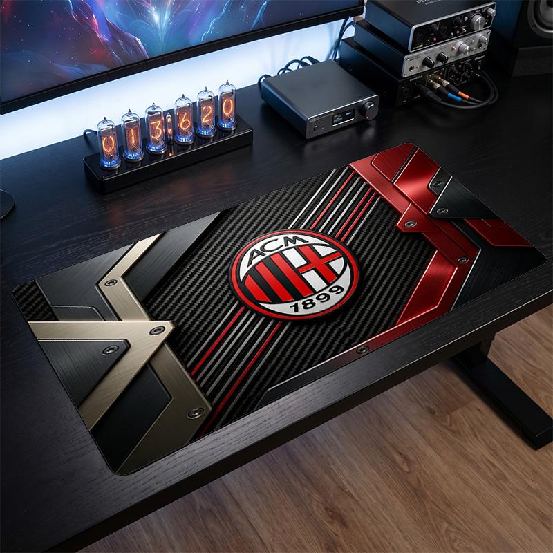 משטח עכבר גדול מודפס AC Milan, משטח שולחן גיימינג מגומי רך מונע החלקה לקישוט משרד, מחשב נייד, מחשב