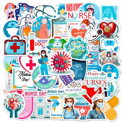 50 Lichtblauwe Thema Ziekenhuis Iconen Dokters Verpleegkundigen Stickers Injecties Kliniek Decoratie Verpleegkundigen Stickers