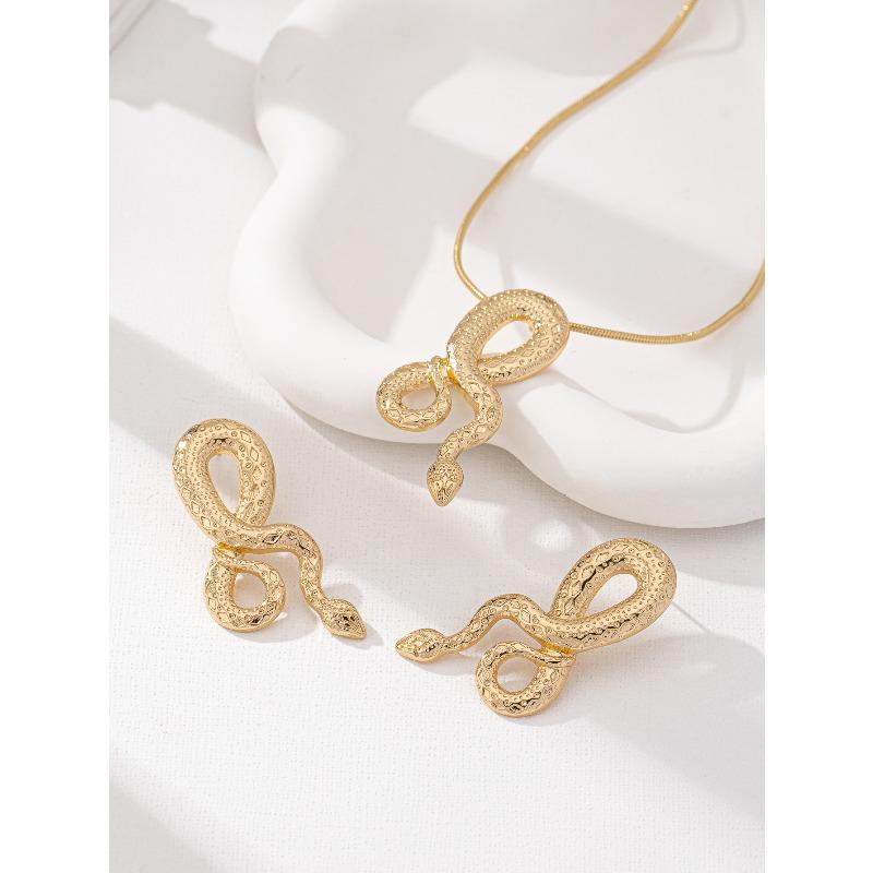 Meier Necklace - statement snake design, unique & sexy women s jewelry set золотой