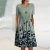 Women's Casual Summer Short Sleeve Pullover Dress Loose Round Neck Fashion Print