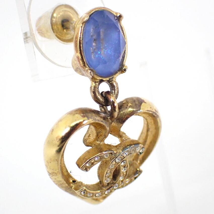 [Pre-owned] CHANEL Coco Mark Rhinestone Earrings (single) / J19-40