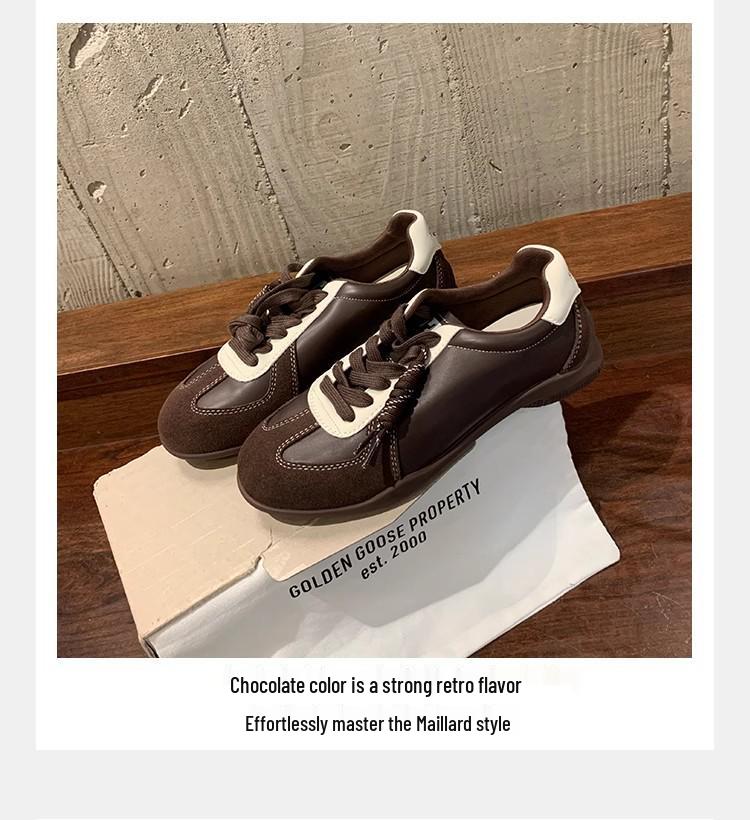 Women's Retro Colorblock German Trainers 2025, Versatile Inner Heightening Round Toe Lace-up Casual Sports Shoes, Forrest Gump Style.