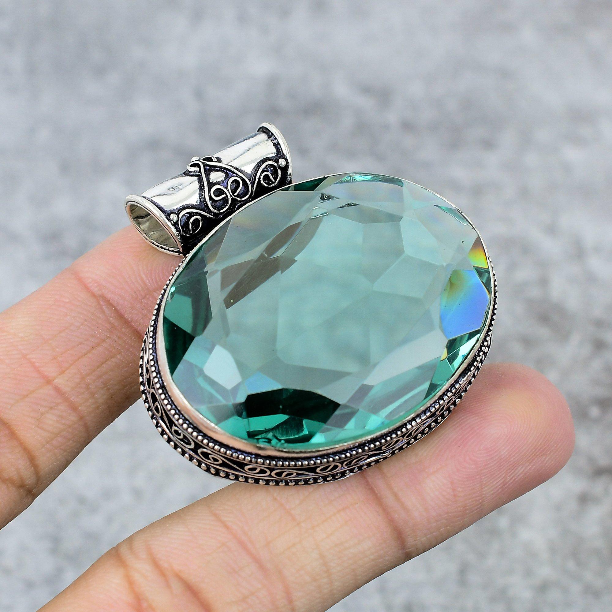 

Aqua Apatite Gemstone Handmade 925 Steling Silver Jewelry Pendant 1.46 M-242