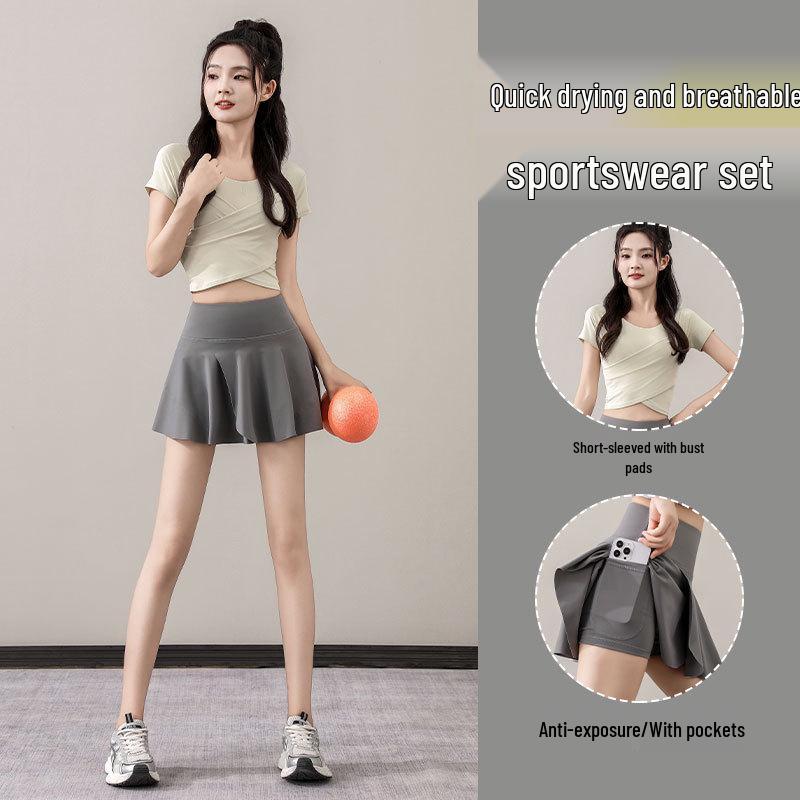 2025 Women's Petite Summer Sportswear Set: Tennis, Badminton, Yoga Fashion with Skirt