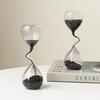 Curve Design Schwarze Sanduhr Moderner Stil Wohndekor Accessoires Glashandwerk Einfaches Interieur Tischornament Ästhetische Sanduhr