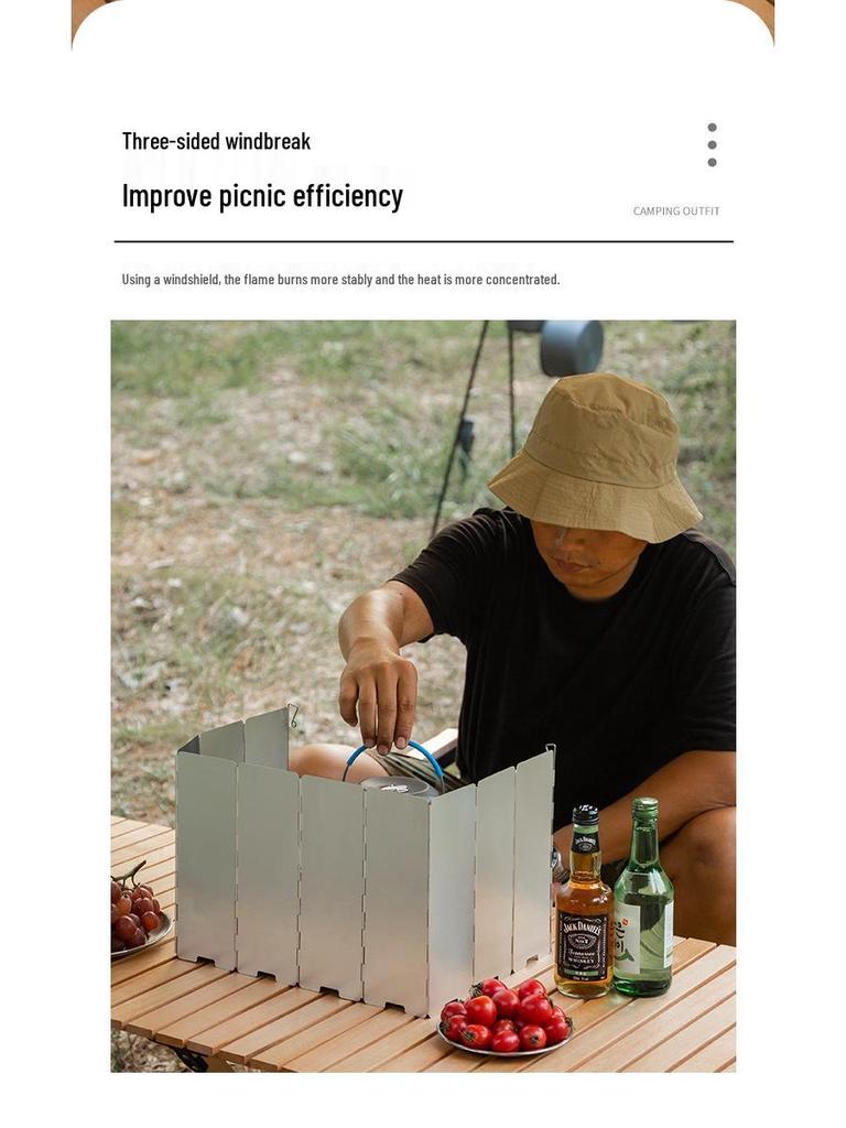 Portable Three-Fold Windshield Camping Stove - Large Heat Concentrator