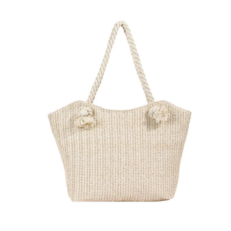 Trendy Street Style Straw Woven Tote Bag Casual Summer Large Capacity Bag