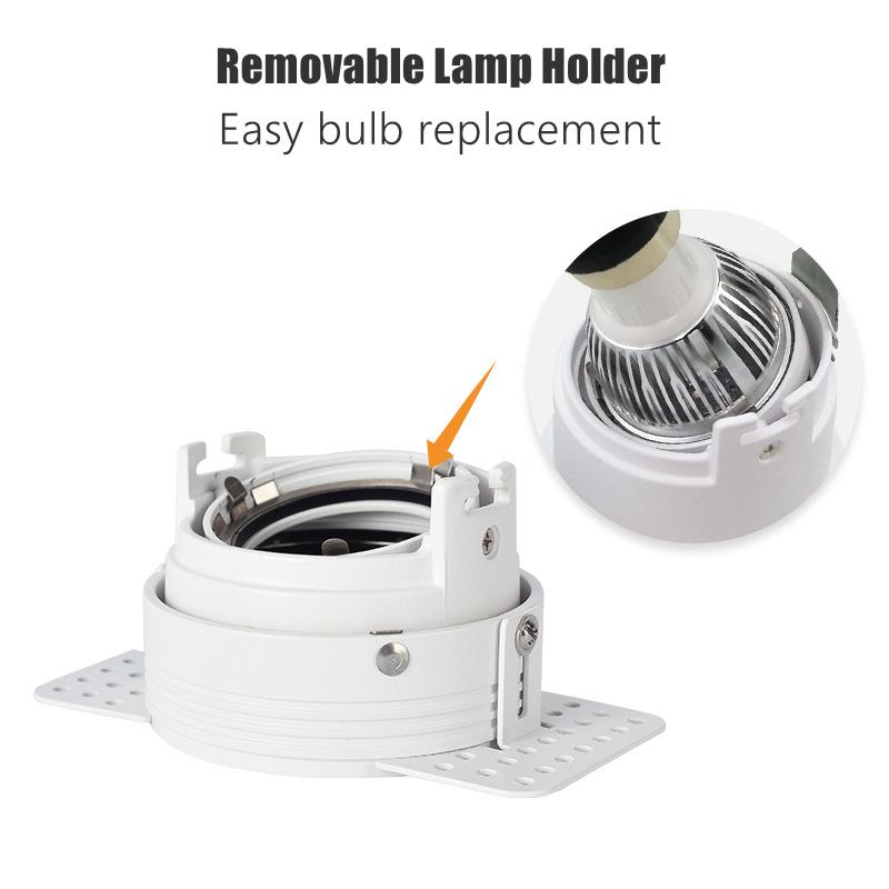 Anti-glare Frameless Recessed LED Ceiling Downlight Bracket Spotlight Adjustable Frame GU10/MR16/11 Lamp Holder Fitting Fixture