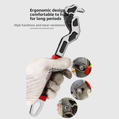 Multifunction Steel Three-Sided Tooth Adjustable Pipe Wrench, Anti-Slip Bolt & Nut Tool Quick Small Wrench Hand Tool