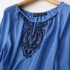 Foreign Trade Export Plus Size Women Clothing V-neck Hollowed Out Ethnic Embroidery Loose Slimming Chiffon Shirt Spring Pullover Shirts