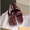 2025Stylish Square Head Shallow Sole Women's Spring Autumn New Style French Night Vintage Commuting Low Heel Mary Jane Shoes