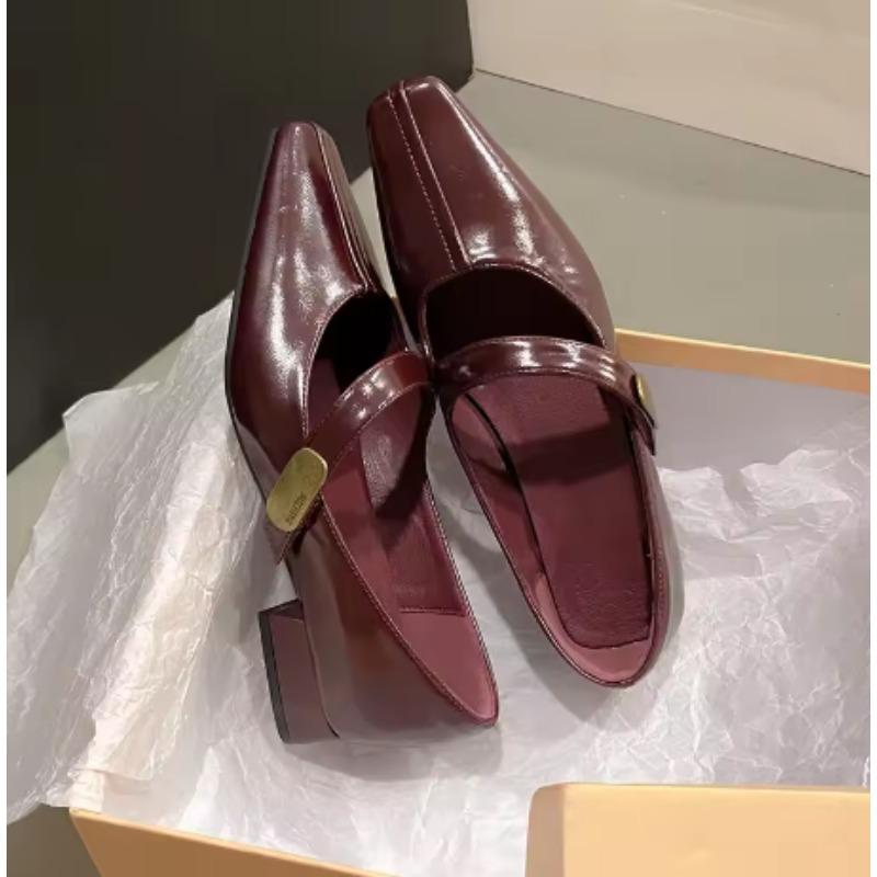 Fashion 2025Stylish Square Head Shallow Sole Women's Spring Autumn New Style French Night Vintage Commuting Low Heel Mary Jane Shoes