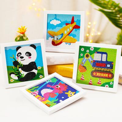 Full Drill Diamond Painting Kit with Frame Bright Color Shiny Cartoon Theme DIY