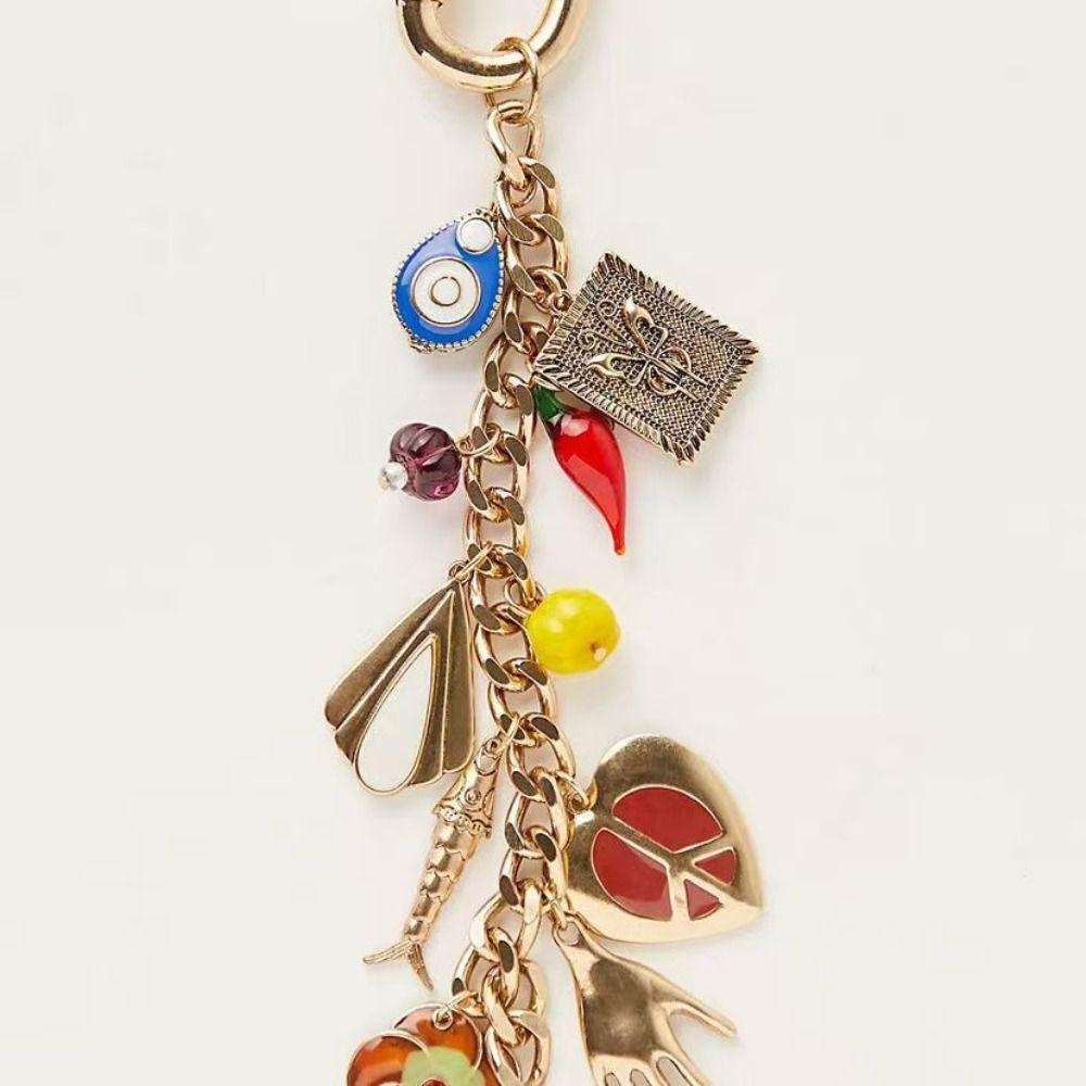 Star Turkish Evil Eye Pendant Beaded Tassel Key Chain Letter Beaded Keychain  Earphone Case