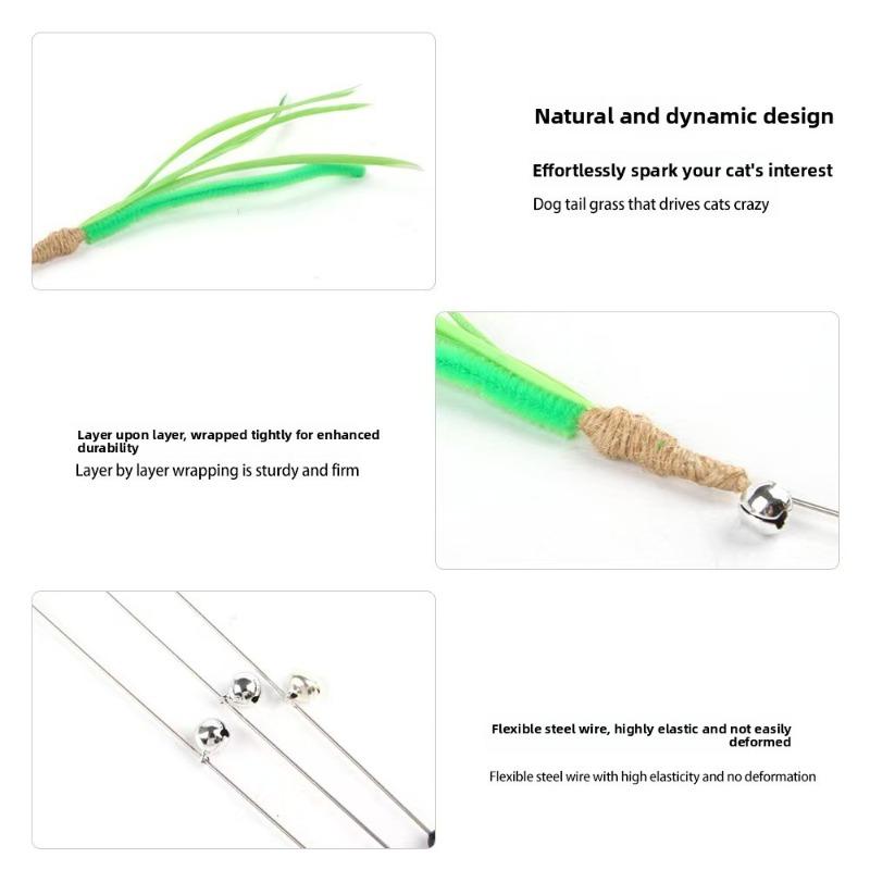 Yeni Yapay Köpek Kuyruğu Otu Kedi Oyalayıcı, Uzun ve Çiğnenebilir, Sıkıntıyı Gidermek İçin Eğlenceli Bir Kedi Oyuncağı, Yapay Bitki Çelik Telden Yapılmış El Tipi Bir Kedi Oyalayıcı